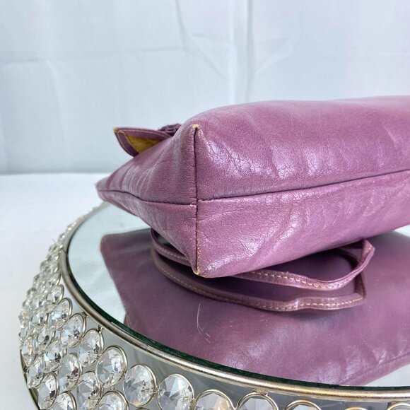 Paula 💜 Vintage Y2K Metallic Lavender Leather Clutch – Mary Ann Rosenfeld - Picture 9 of 12